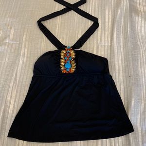 Swimsuit top, size 8. Badgley Mischka. Jeweled details.